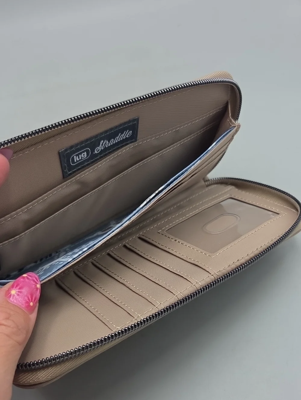 Lug Straddle Women's Zip Around Brushed Tan Mocha Wallet RFID Lightweight